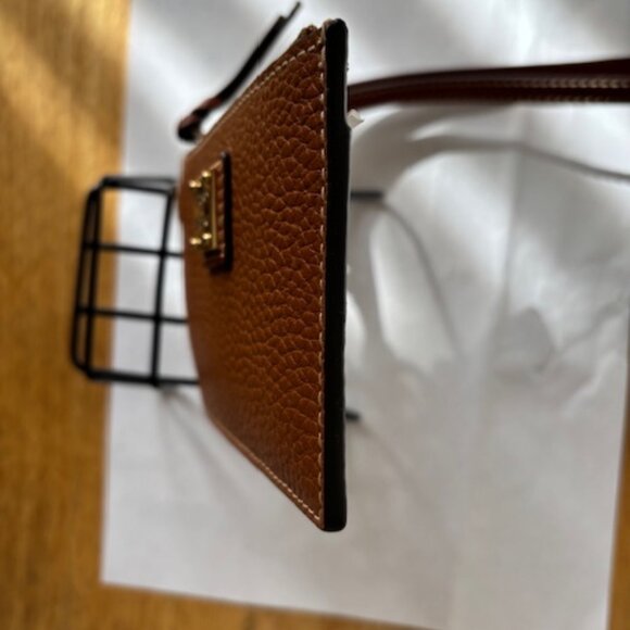 Dooney & Bourke Pebble Grain Zip Top Card Case Wristlet Caramel - Picture 6 of 8